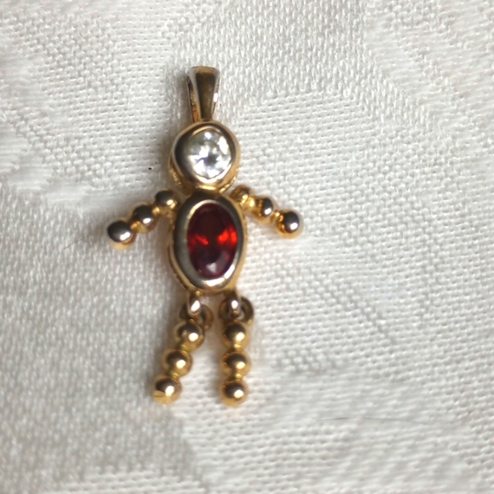 14k gold Plated Sterling Silver Garnet Birthstone Boy Charm